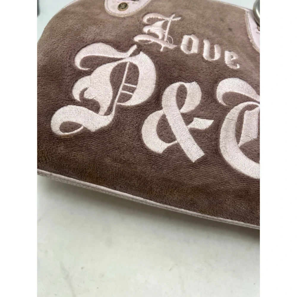 Y2K Vintage JUICY COUTURE Love P & G  French Terry Brown Bowler Bag AS IS LOOK